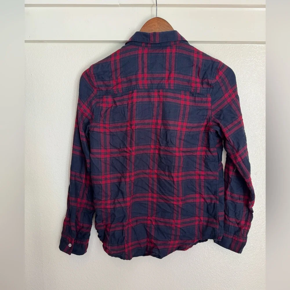 Abercrombie Kids Plaid Button Down Shirt Navy Red Size 15/16 Boys - Picture 6 of 8